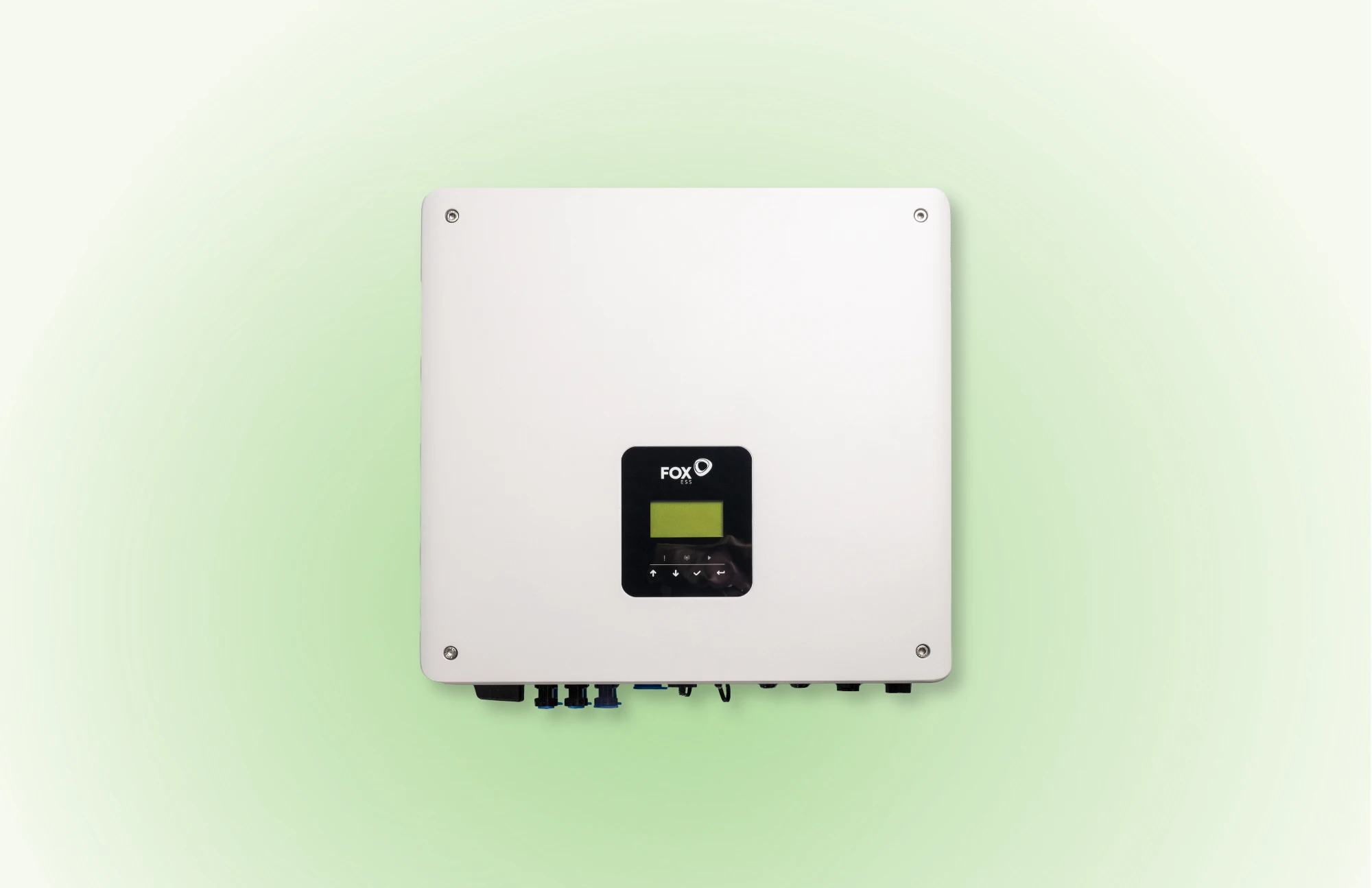 A wall-mounted hybrid inverter being operated by hand