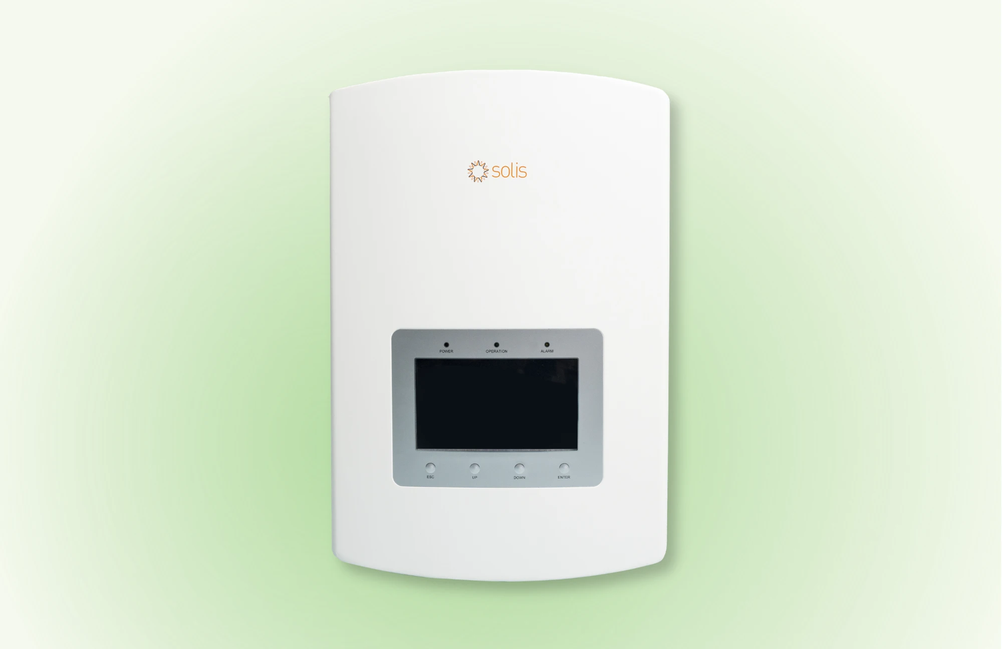 A wall-mounted hybrid inverter being operated by hand