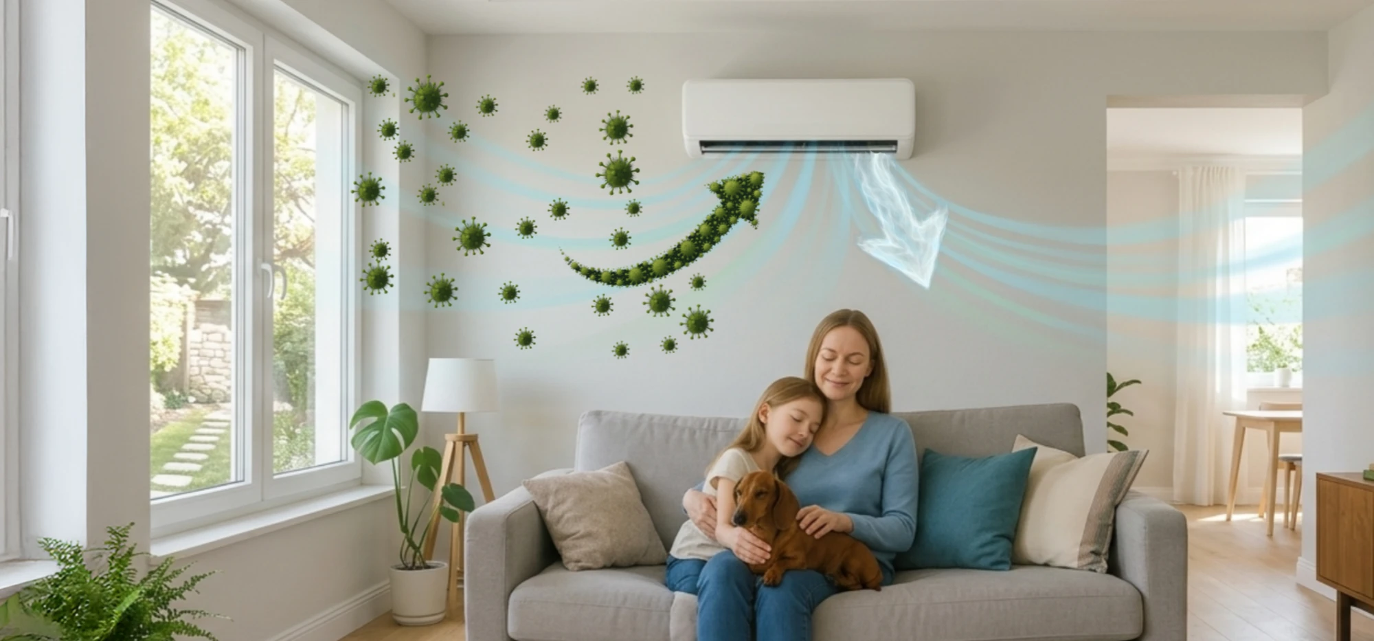 A Bosch air conditioning indoor unit with its louvres open