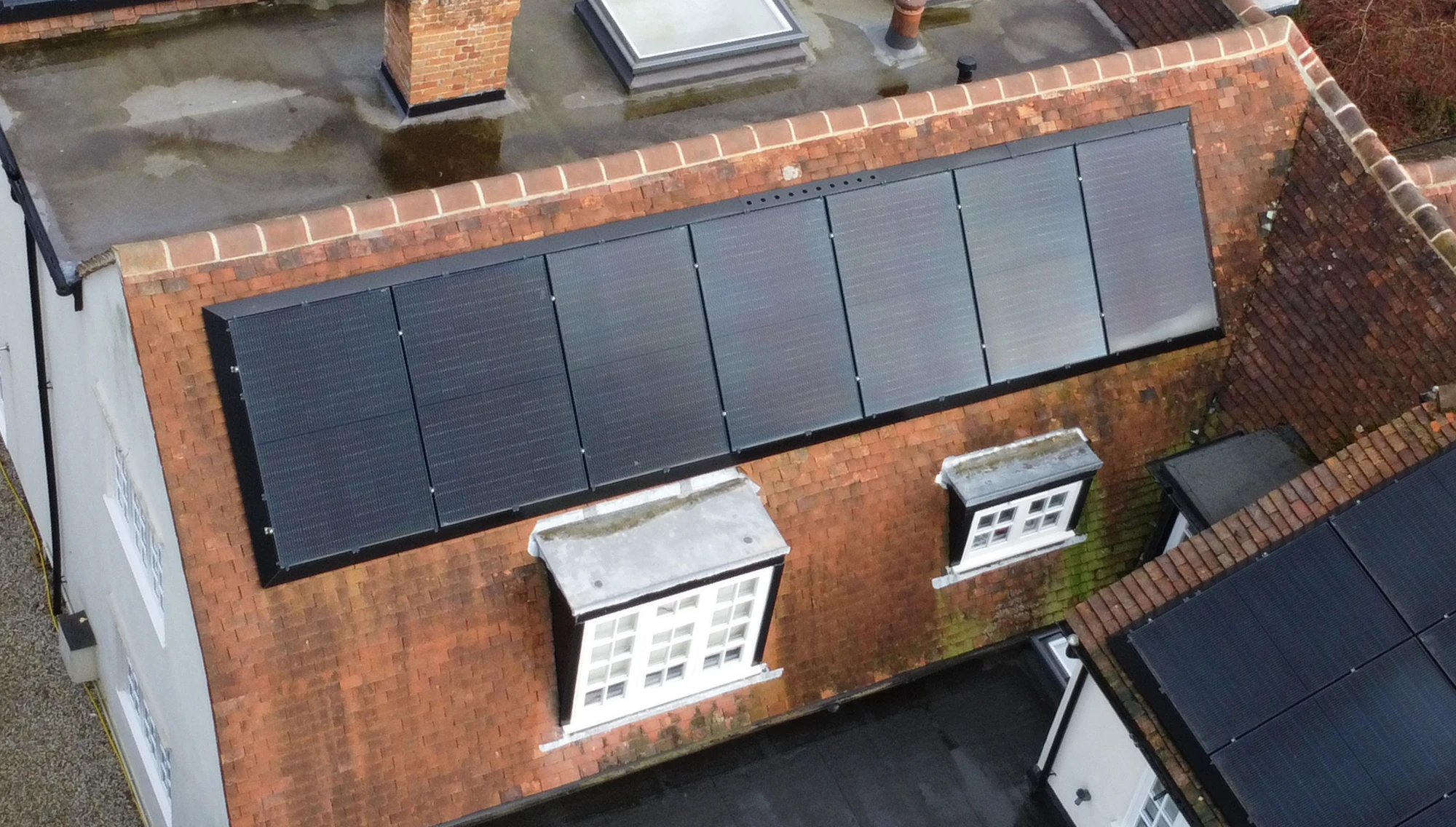 A ground-mounted solar array in a field