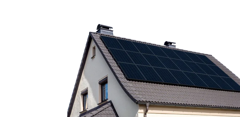 Solar panels across the roof of a detached house in Ipswich